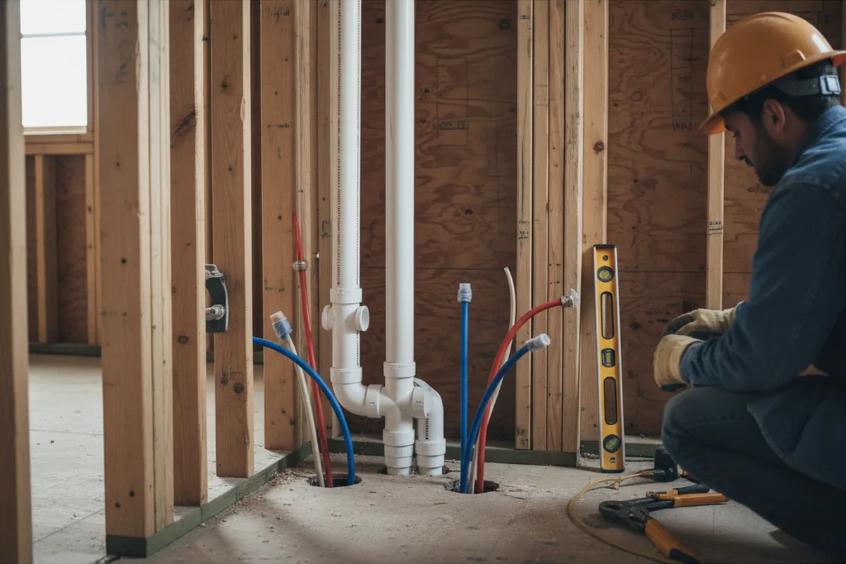 Drain and supply rough-in during Drain Cleaning in Whitmer