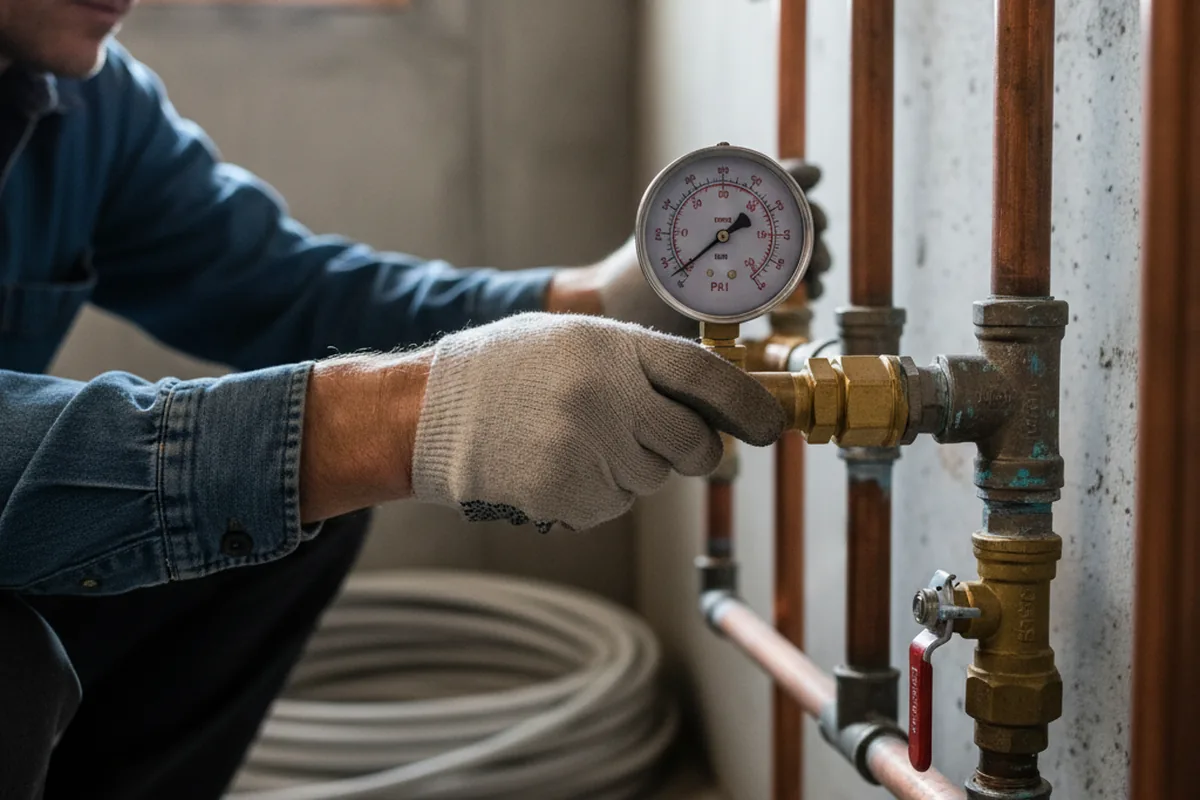 Pressure testing a repaired line during Water Line Repair in Whitmer